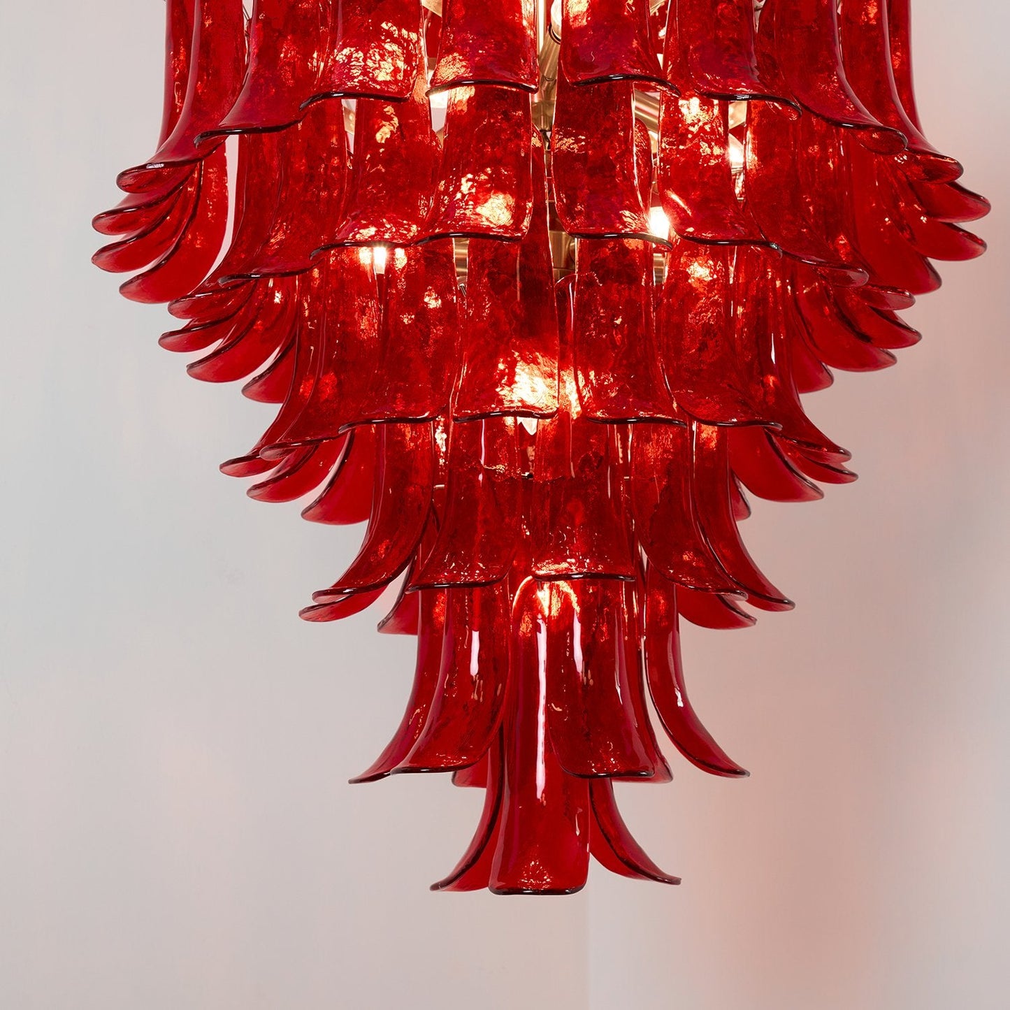Crimson Cascade Glass Chandelier - Elegant Design with Adjustable Heig