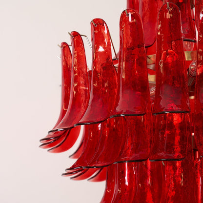 Crimson Cascade Glass Chandelier - Elegant Design with Adjustable Heig