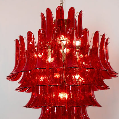 Crimson Cascade Glass Chandelier - Elegant Design with Adjustable Heig