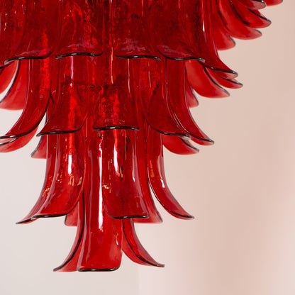 Crimson Cascade Glass Chandelier - Elegant Design with Adjustable Heig