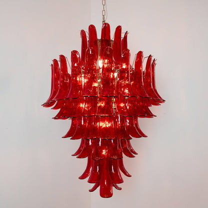 Crimson Cascade Glass Chandelier - Elegant Design with Adjustable Heig