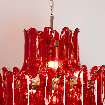 Crimson Cascade Glass Chandelier - Elegant Design with Adjustable Heig