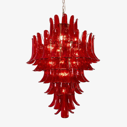 Crimson Cascade Glass Chandelier - Elegant Design with Adjustable Heig