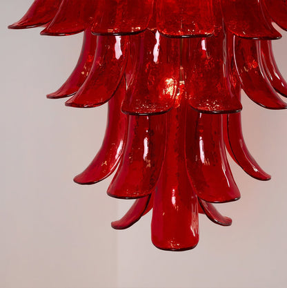 Crimson Cascade Glass Chandelier - Elegant Design with Adjustable Heig
