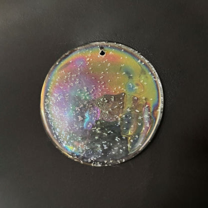 Iridescent Glass Disc Chandelier - Elegant Design & Adjustable Height