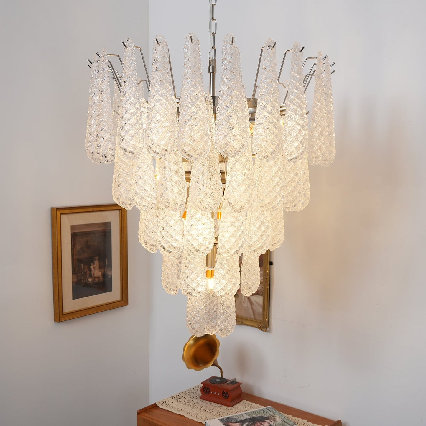Elegant Glass Dewdrop Chandelier - Stunning Light Diffusion & Modern D