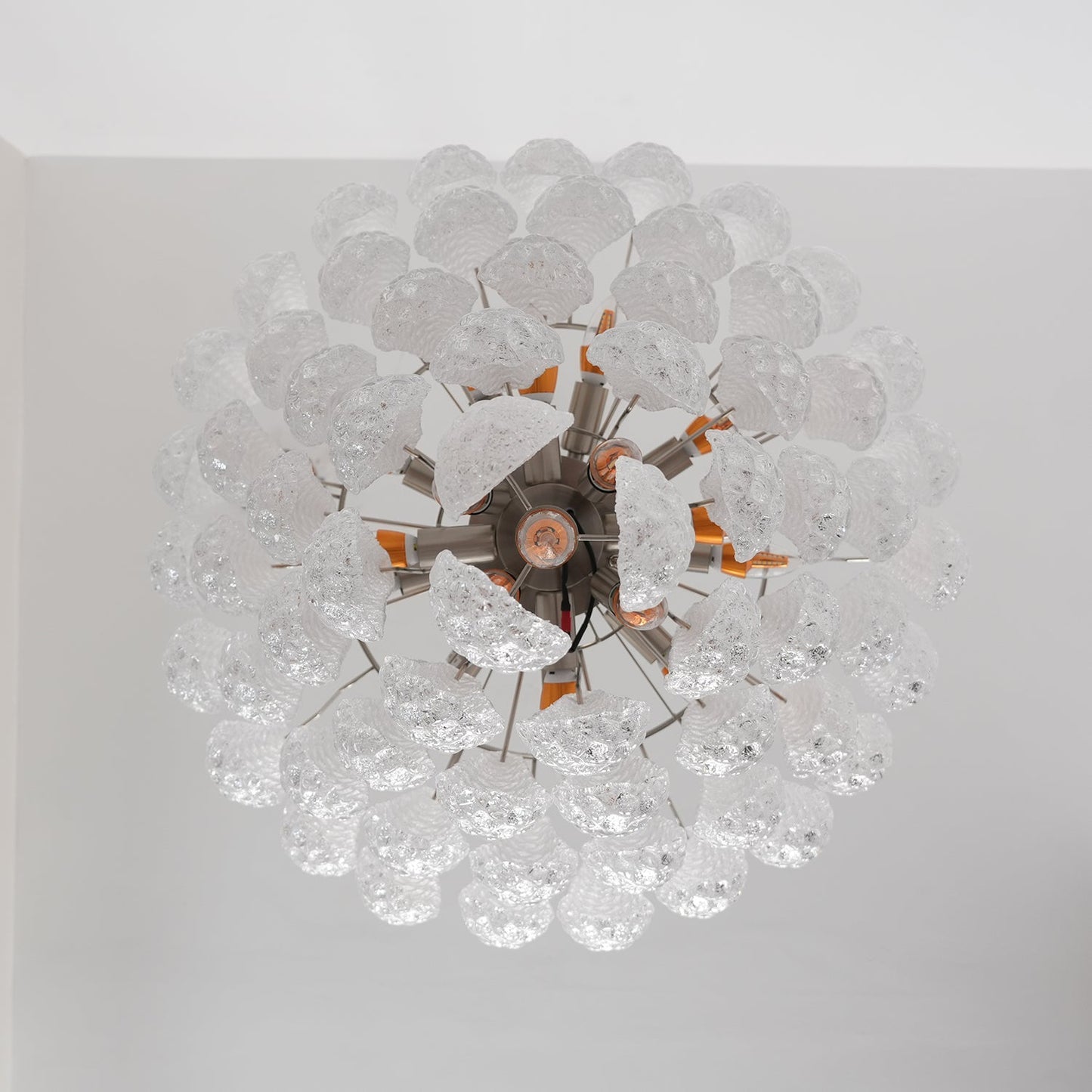 Elegant Glass Droplet Chandelier with Adjustable Height & LED Compatib
