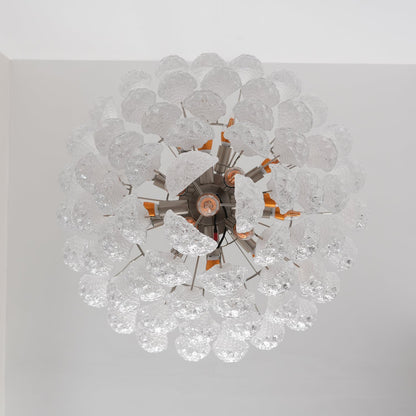Elegant Glass Droplet Chandelier with Adjustable Height & LED Compatib