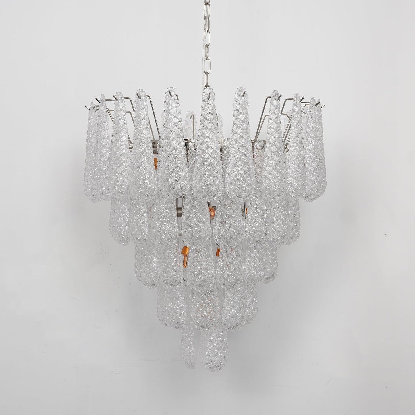 Elegant Glass Droplet Chandelier with Adjustable Height & LED Compatib
