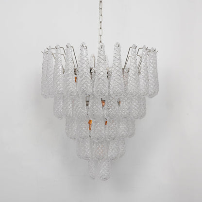 Elegant Glass Droplet Chandelier with Adjustable Height & LED Compatib