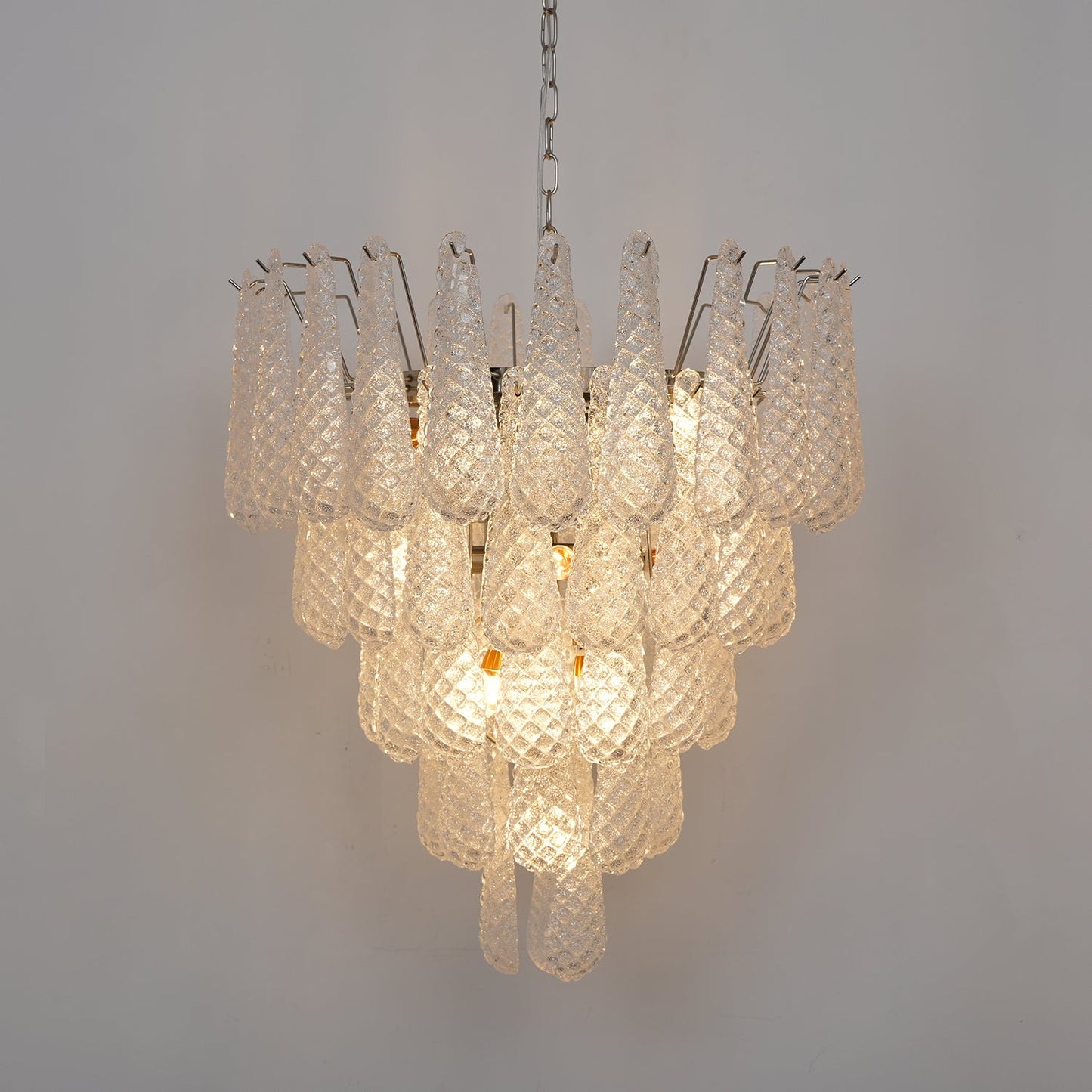Elegant Glass Droplet Chandelier with Adjustable Height & LED Compatib