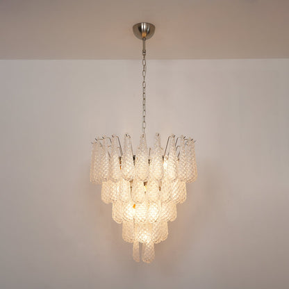 Elegant Glass Droplet Chandelier with Adjustable Height & LED Compatib