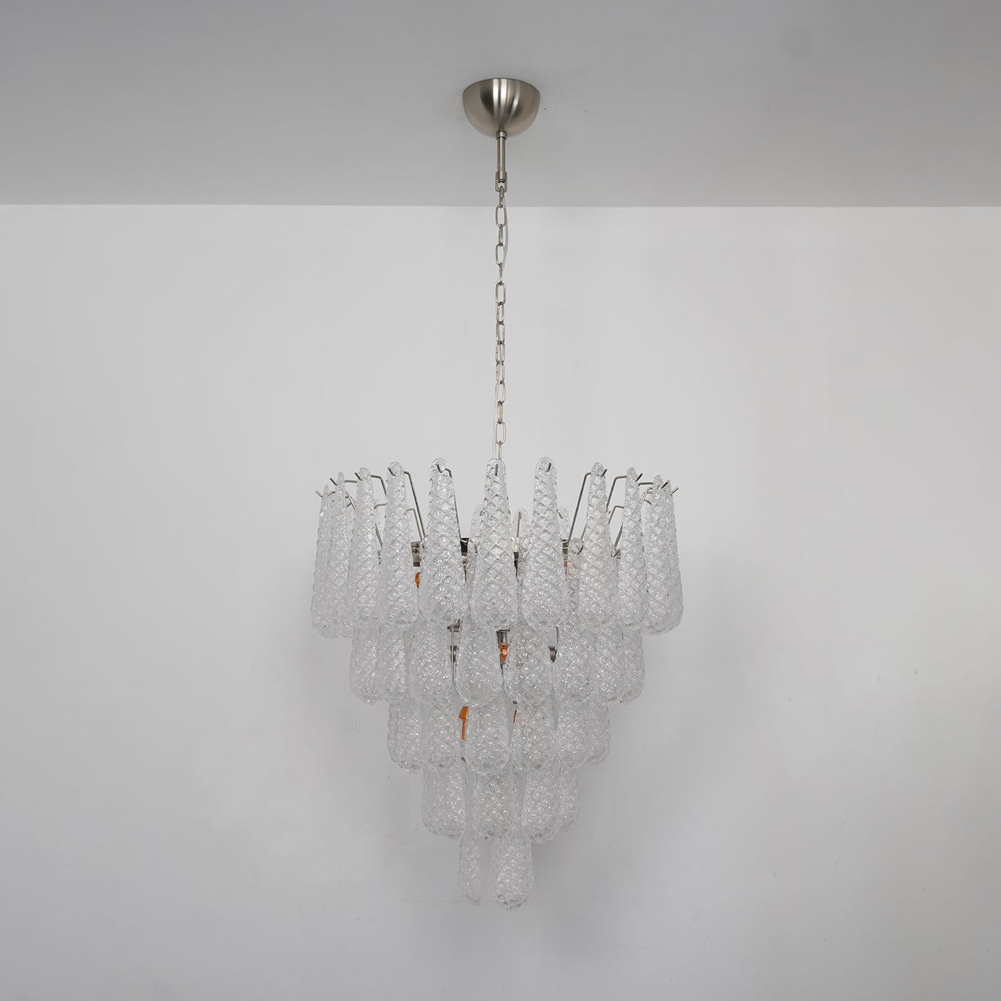 Elegant Glass Droplet Chandelier with Adjustable Height & LED Compatib