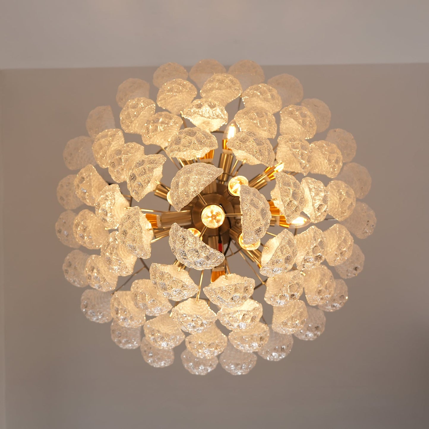 Elegant Glass Droplet Chandelier with Adjustable Height & LED Compatib