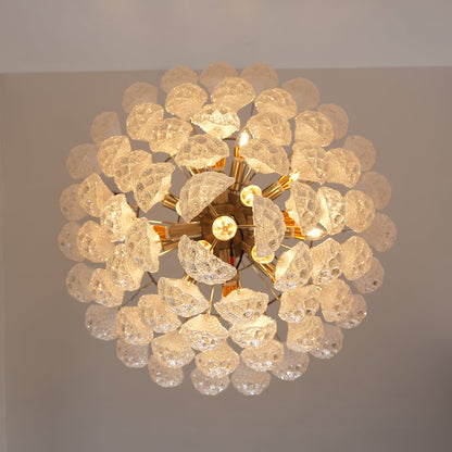 Elegant Glass Droplet Chandelier with Adjustable Height & LED Compatib