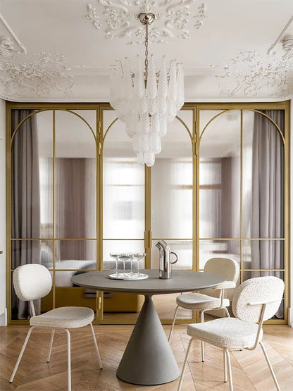Elegant Glass Droplet Chandelier with Adjustable Height & LED Compatib