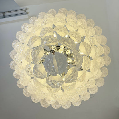 Elegant Glass Droplet Chandelier with Adjustable Height & LED Compatib