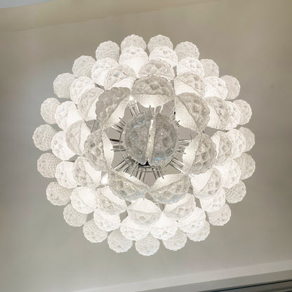 Elegant Glass Droplet Chandelier with Adjustable Height & LED Compatib