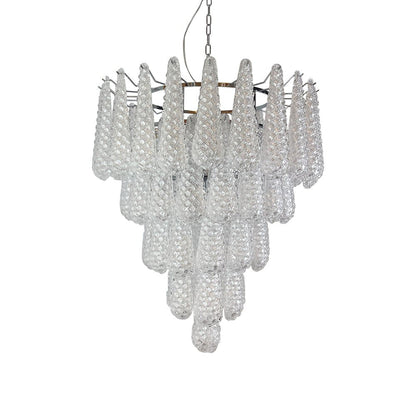 Elegant Glass Droplet Chandelier with Adjustable Height & LED Compatib