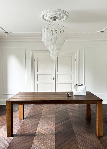 Elegant Glass Droplet Chandelier with Adjustable Height & LED Compatib