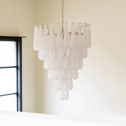 Elegant Glass Pinecone Chandelier with Adjustable Height & Crystal Acc