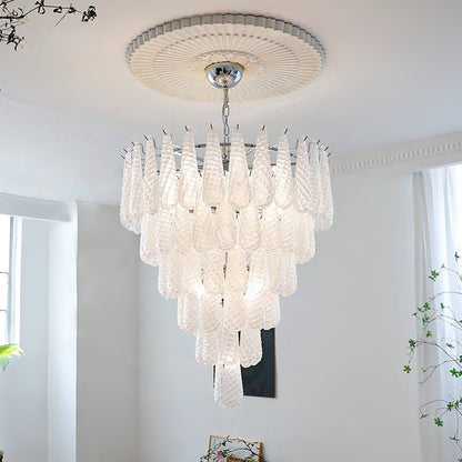 Elegant Glass Pinecone Chandelier with Adjustable Height & Crystal Acc