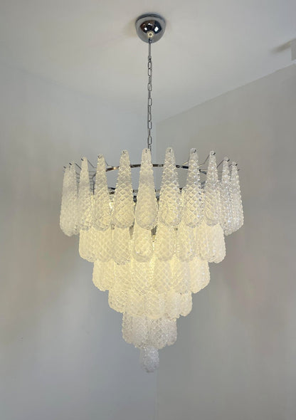 Elegant Glass Pinecone Chandelier with Adjustable Height & Crystal Acc