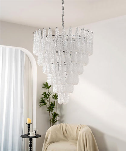 Elegant Glass Pinecone Chandelier with Adjustable Height & Crystal Acc