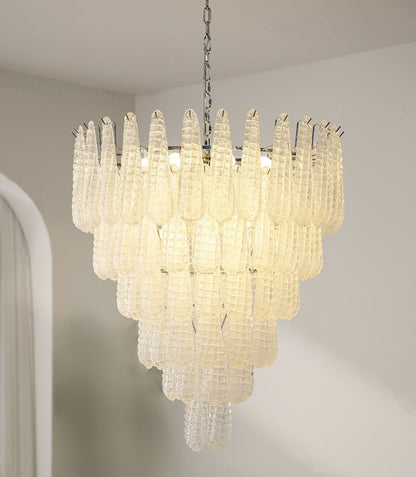 Elegant Glass Pinecone Chandelier with Adjustable Height & Crystal Acc