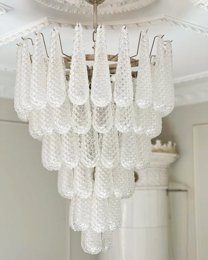 Elegant Glass Pinecone Chandelier with Adjustable Height & Crystal Acc