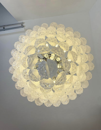 Elegant Glass Pinecone Chandelier with Adjustable Height & Crystal Acc