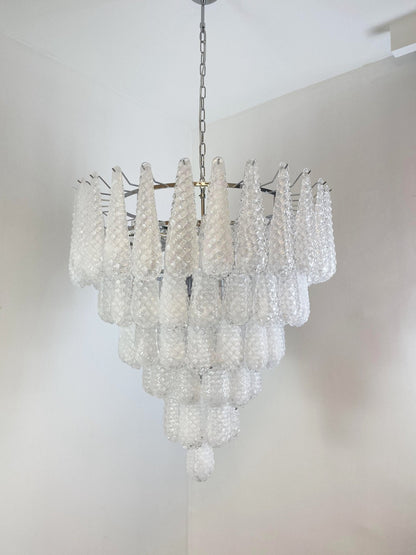 Elegant Glass Pinecone Chandelier with Adjustable Height & Crystal Acc