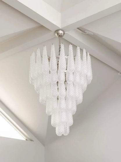 Elegant Glass Pinecone Chandelier with Adjustable Height & Crystal Acc