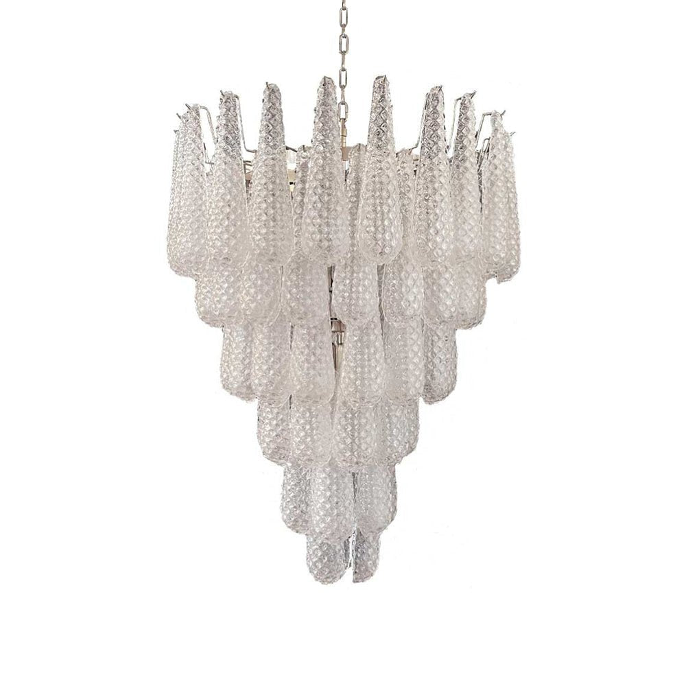 Elegant Glass Pinecone Chandelier with Adjustable Height & Crystal Acc