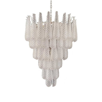 Elegant Glass Pinecone Chandelier with Adjustable Height & Crystal Acc