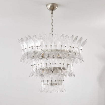 Elegant Glass Palmette Chandelier with Dimmable LED Lights