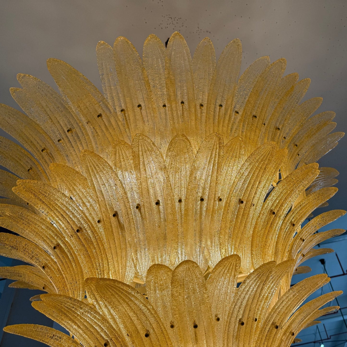 Elegant Glass Palmette Chandelier with Dimmable LED Lights