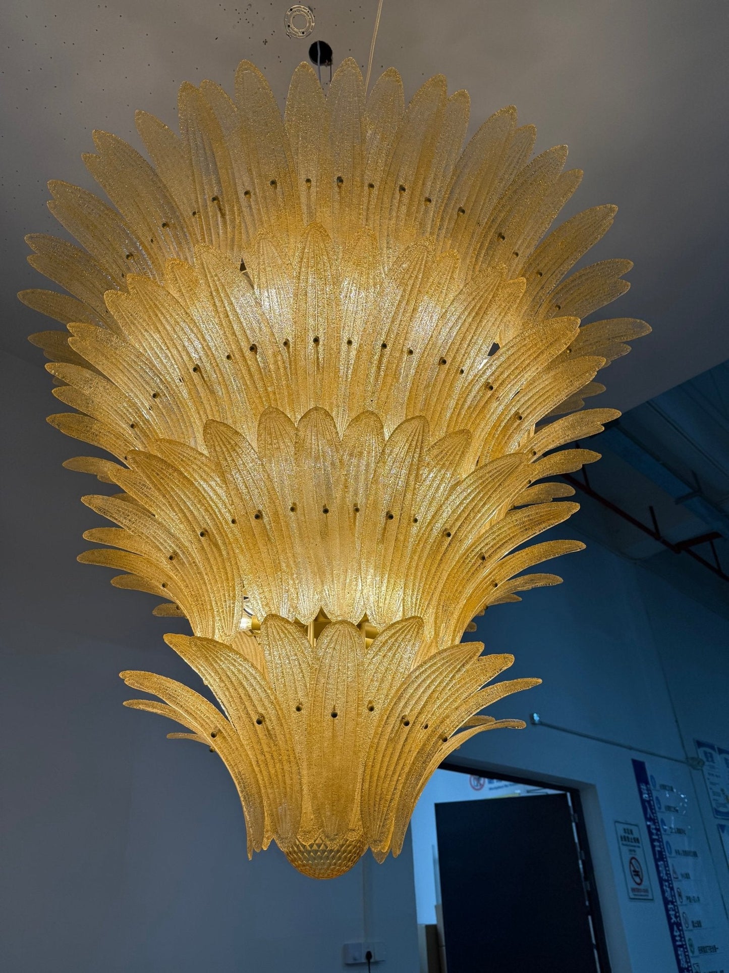 Elegant Glass Palmette Chandelier with Dimmable LED Lights