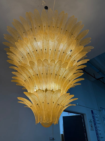 Elegant Glass Palmette Chandelier with Dimmable LED Lights