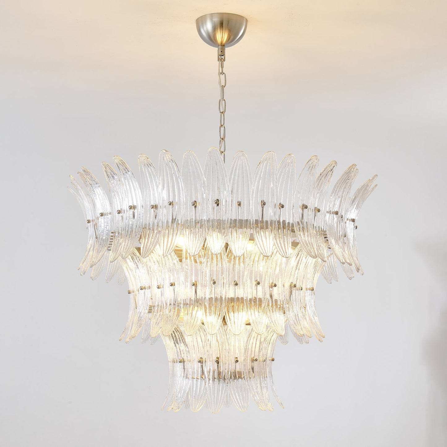 Elegant Glass Palmette Chandelier with Dimmable LED Lights