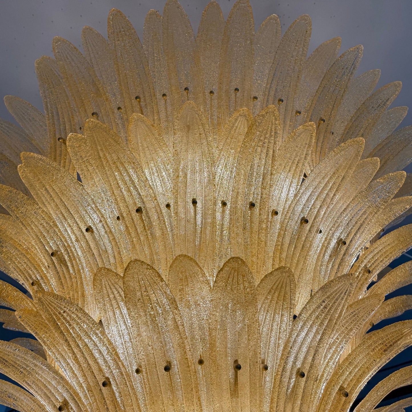 Elegant Glass Palmette Chandelier with Dimmable LED Lights