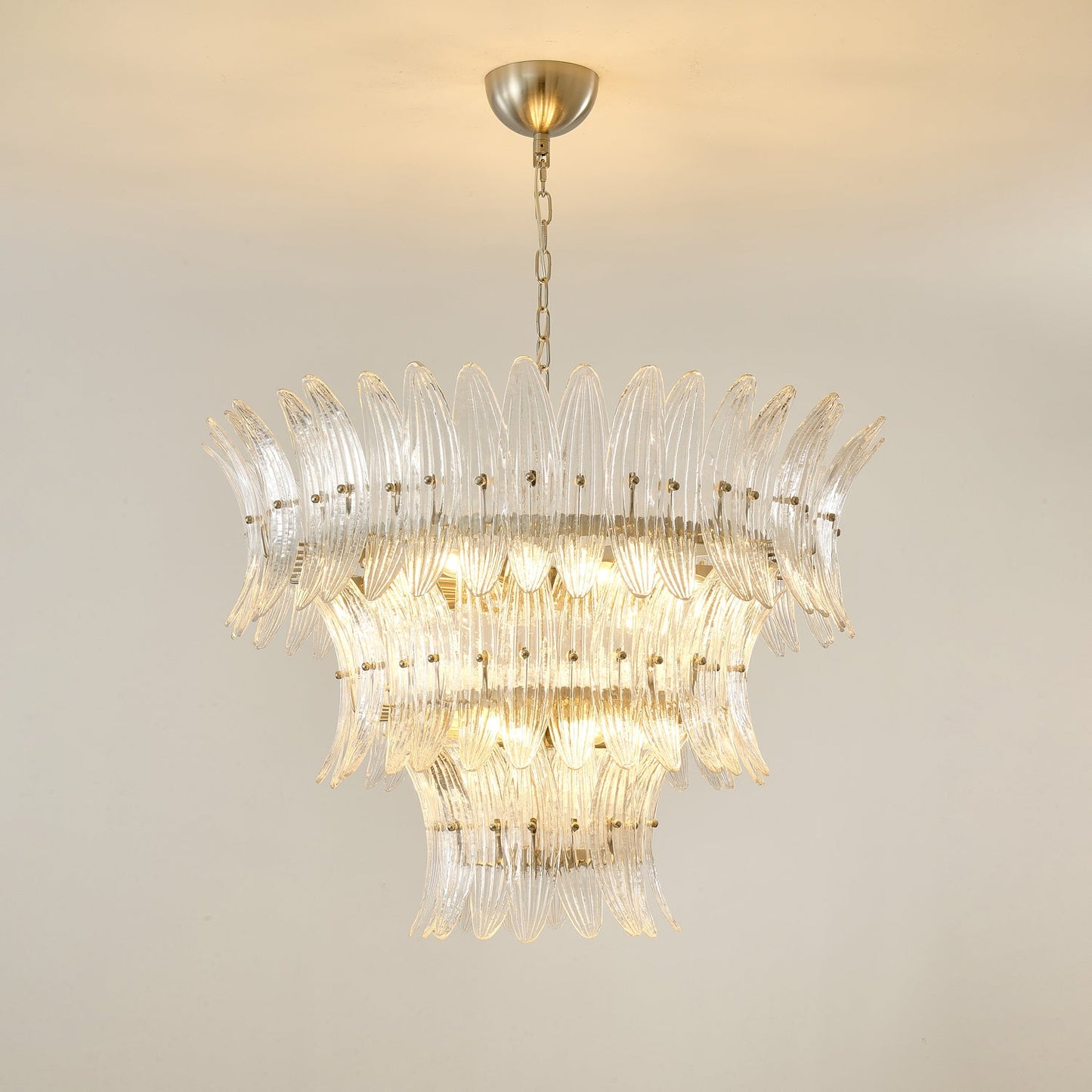 Elegant Glass Palmette Chandelier with Dimmable LED Lights