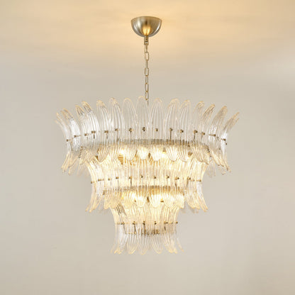 Elegant Glass Palmette Chandelier with Dimmable LED Lights
