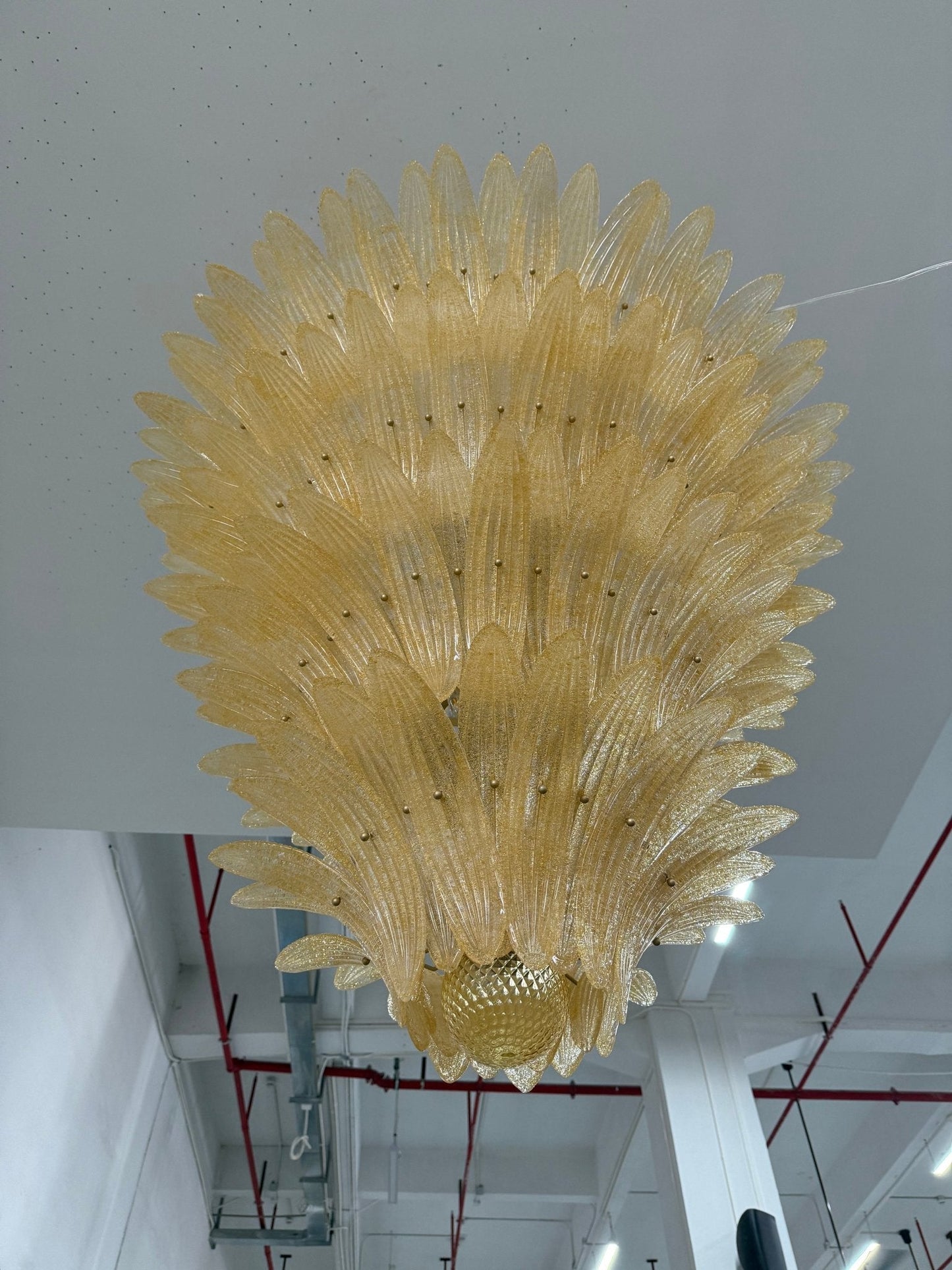 Elegant Glass Palmette Chandelier with Dimmable LED Lights