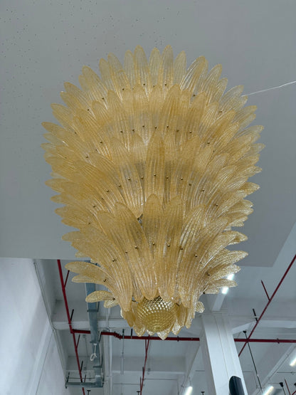 Elegant Glass Palmette Chandelier with Dimmable LED Lights