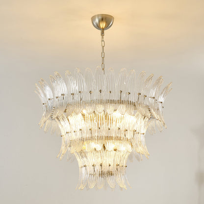 Elegant Glass Palmette Chandelier with Dimmable LED Lights