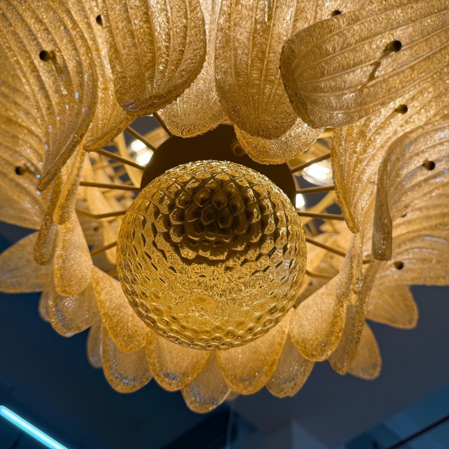 Elegant Glass Palmette Chandelier with Dimmable LED Lights