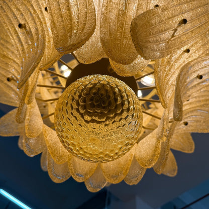Elegant Glass Palmette Chandelier with Dimmable LED Lights