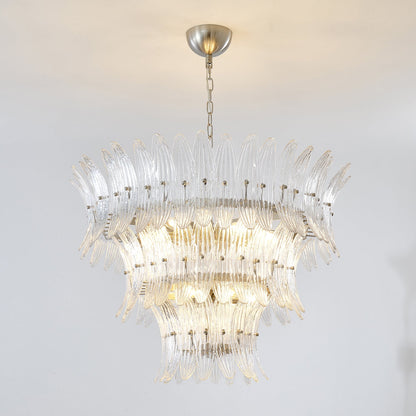 Elegant Glass Palmette Chandelier with Dimmable LED Lights