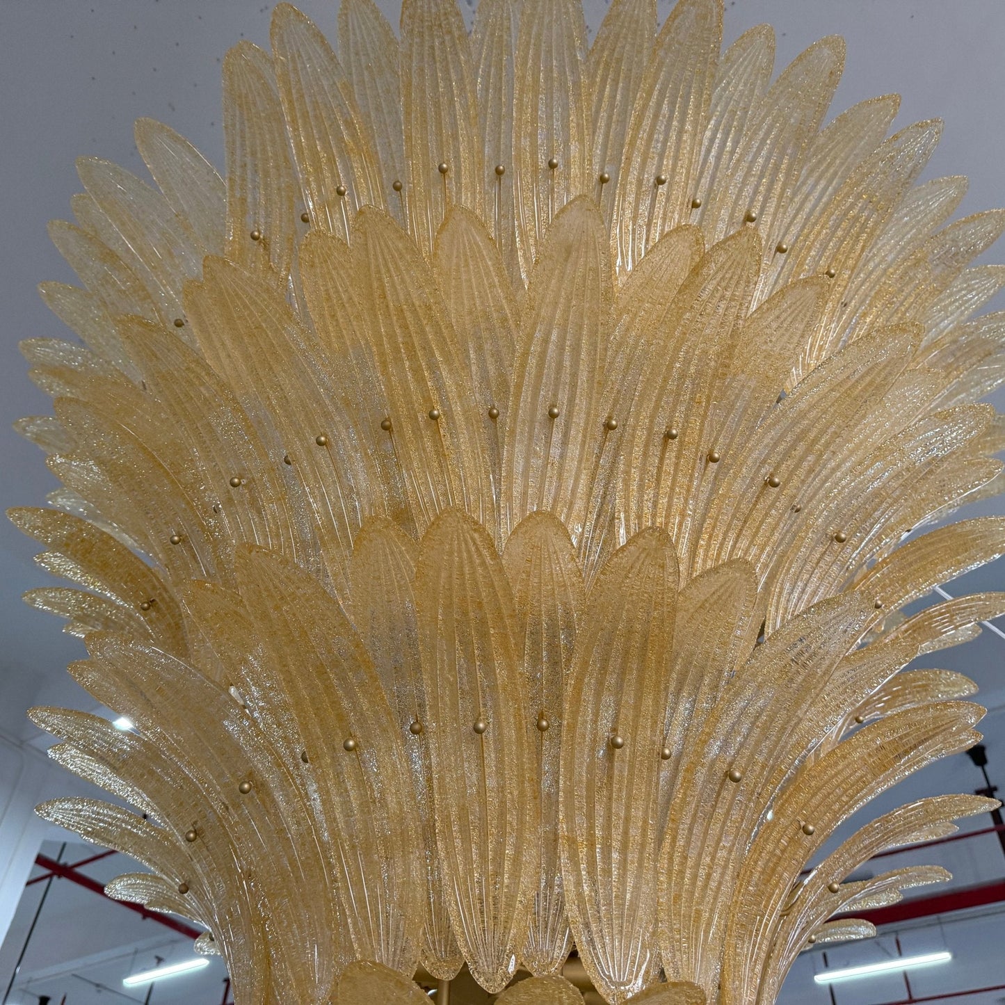 Elegant Glass Palmette Chandelier with Dimmable LED Lights